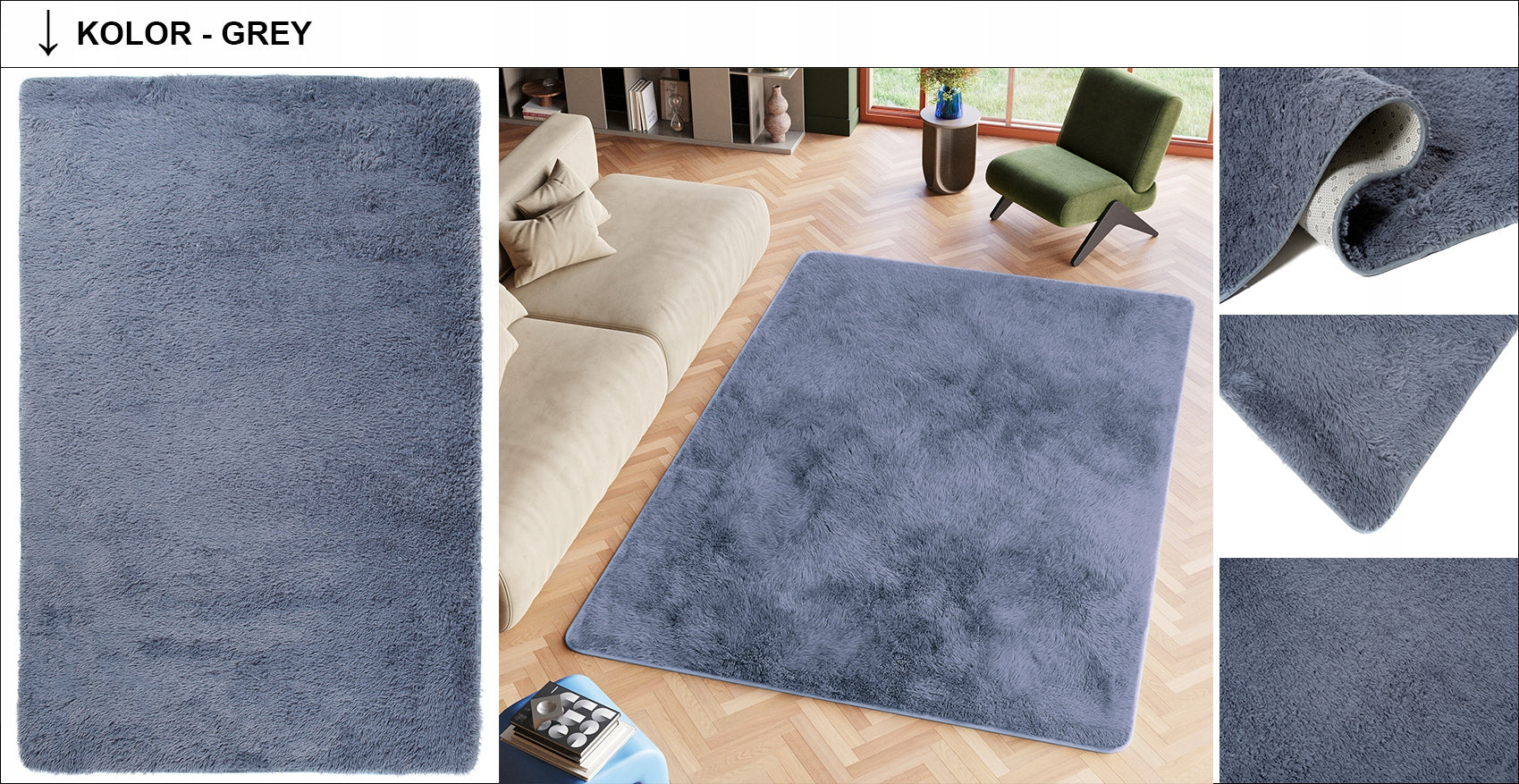 CARPET PLUSH 80x150 FLUFFY FUR SOFT NICE THICK HIGH FASHIONABLE Brand Dywany Chemex