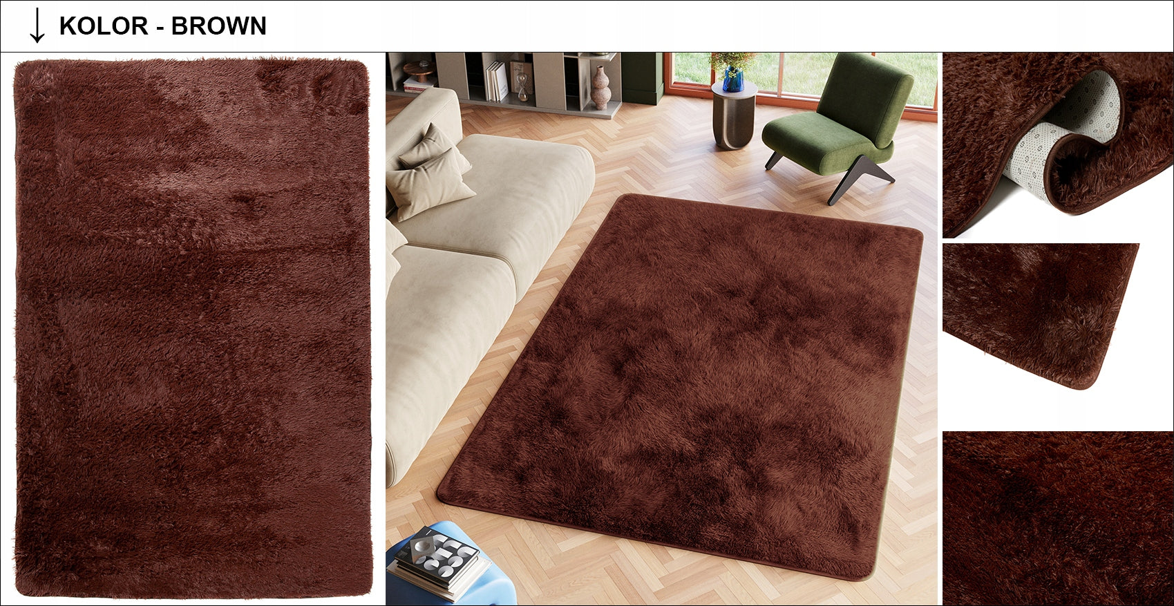 CARPET PLUSH 80x150 FLUFFY FUR SOFT NICE THICK HIGH FASHIONABLE Manufacturer code DYWAN PLUSZOWY PUSZYSTY MIĘKKI GRUBY 35mm