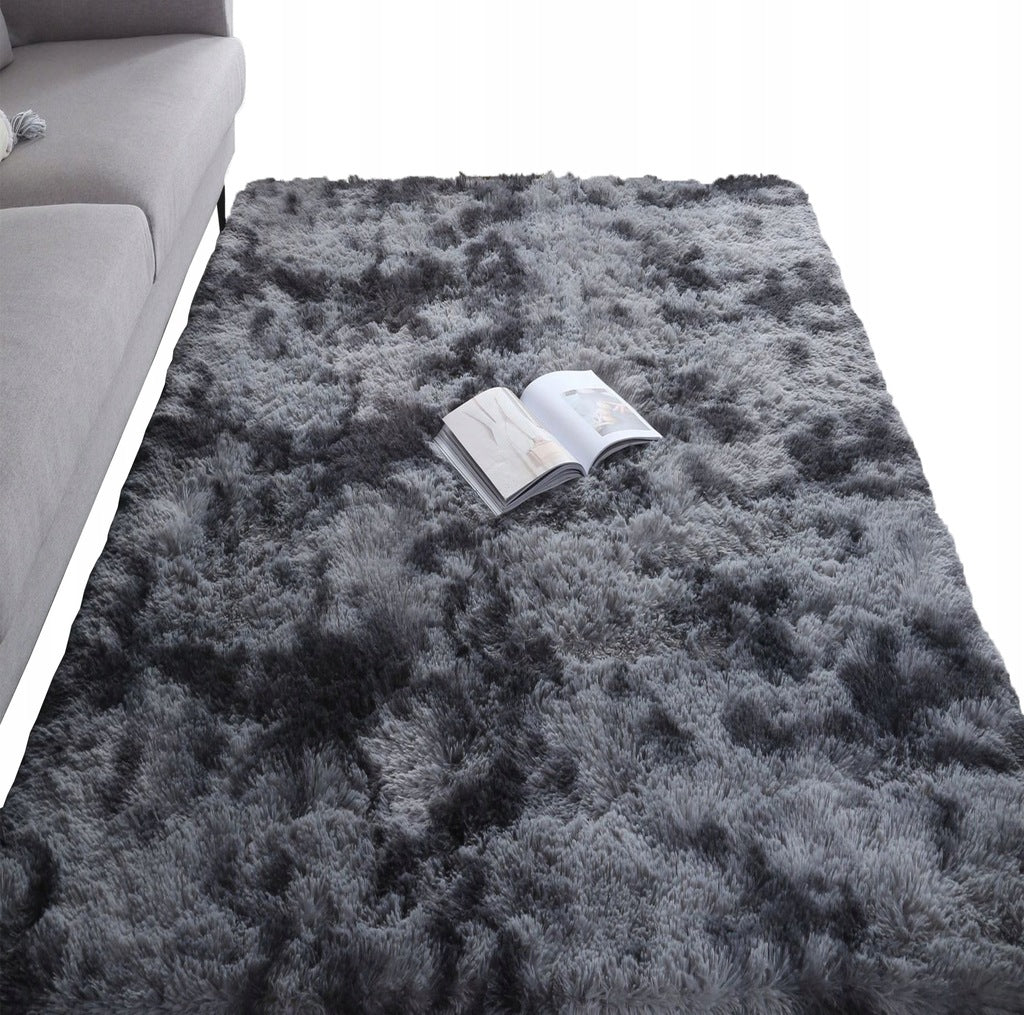 CARPET PLUSH DARK GREY SOFT SHAGGY HAIRY THICK 160x220CM FURRY