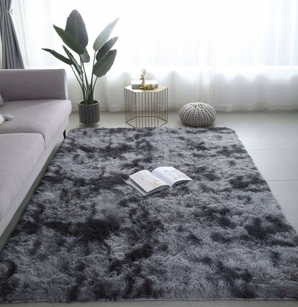 CARPET PLUSH DARK GREY SOFT SHAGGY THICK HAIRY 300x200CM FURRY Length 300 cm