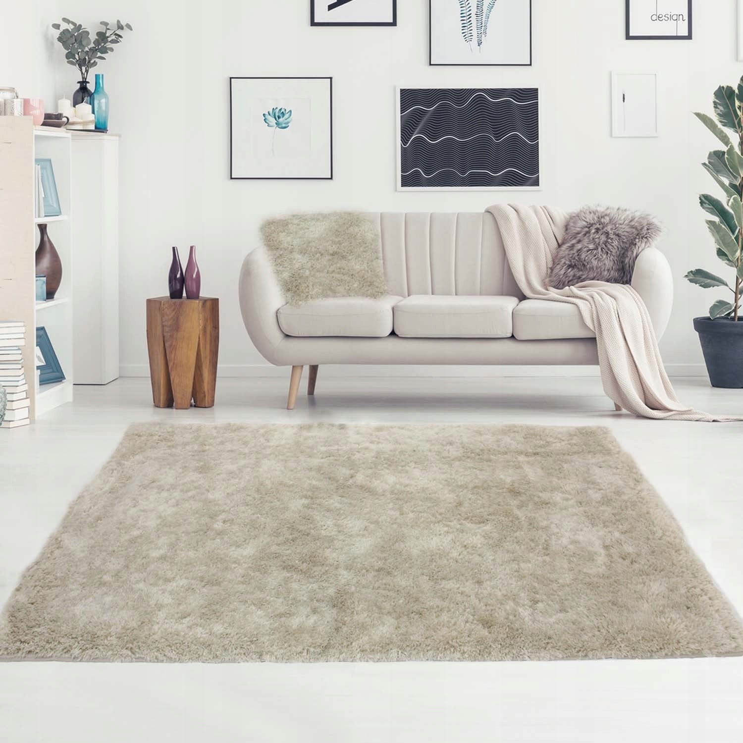 CARPET PLUSH SOFT FLUFFY BEIGE SOFTI PLUSH 60x180cm Brand ELSIMONE CARPET