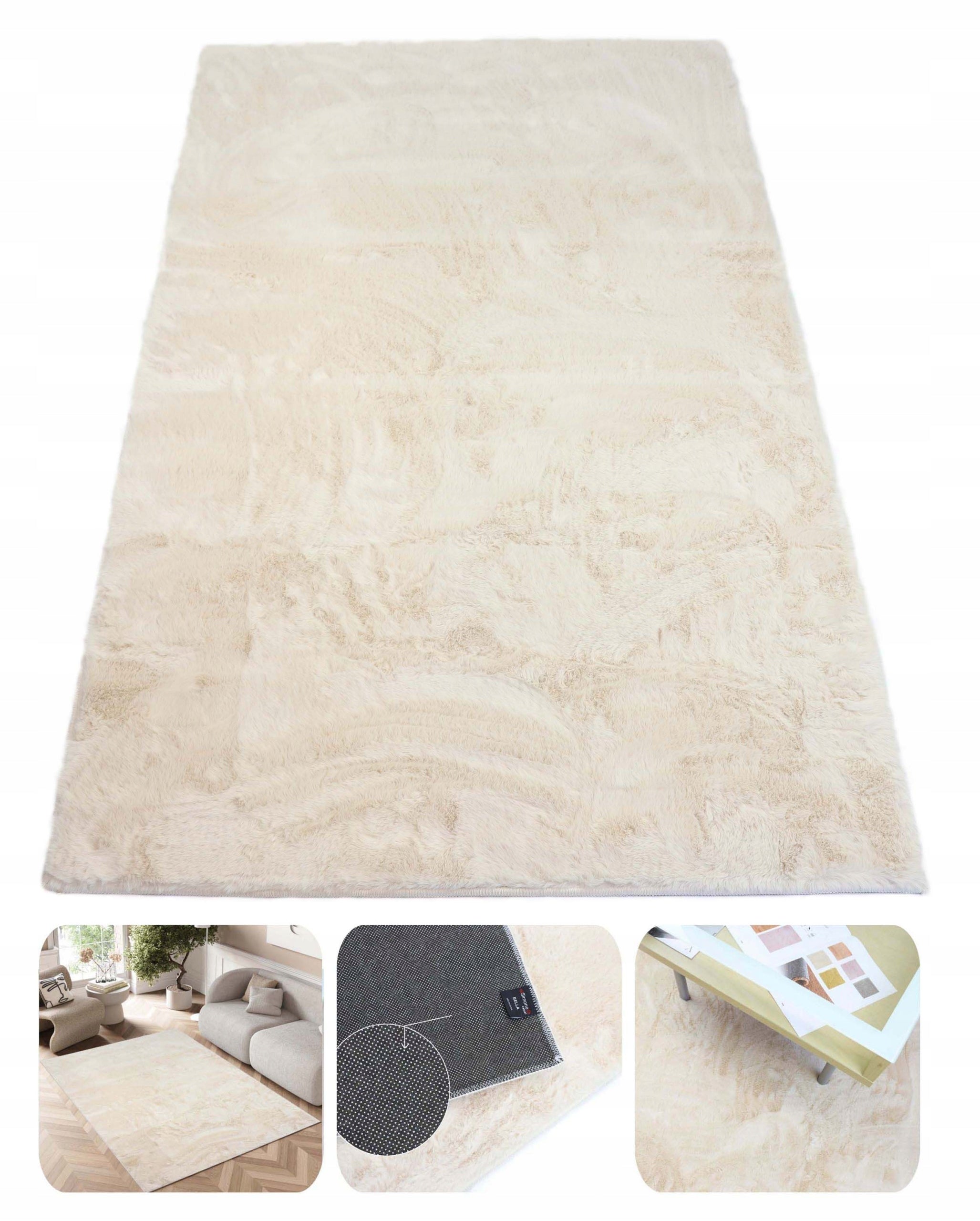 CARPET RABBIT FUR FLUFFY SOFT FUR FOR LIVING ROOM 100X150cm
