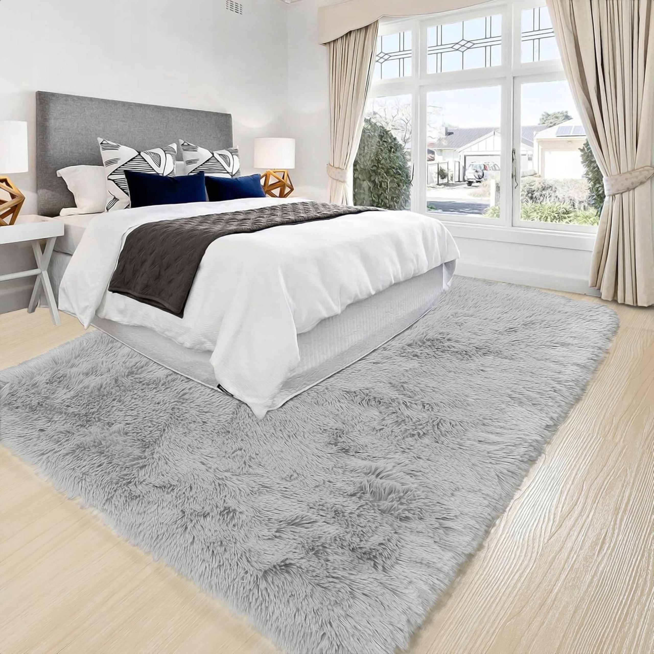 CARPET SHAGGY 200X300 CM GREY FLUFFY SOFT PLUSH RABBIT FOR LIVING ROOM Manufacturer code SILK BLACK