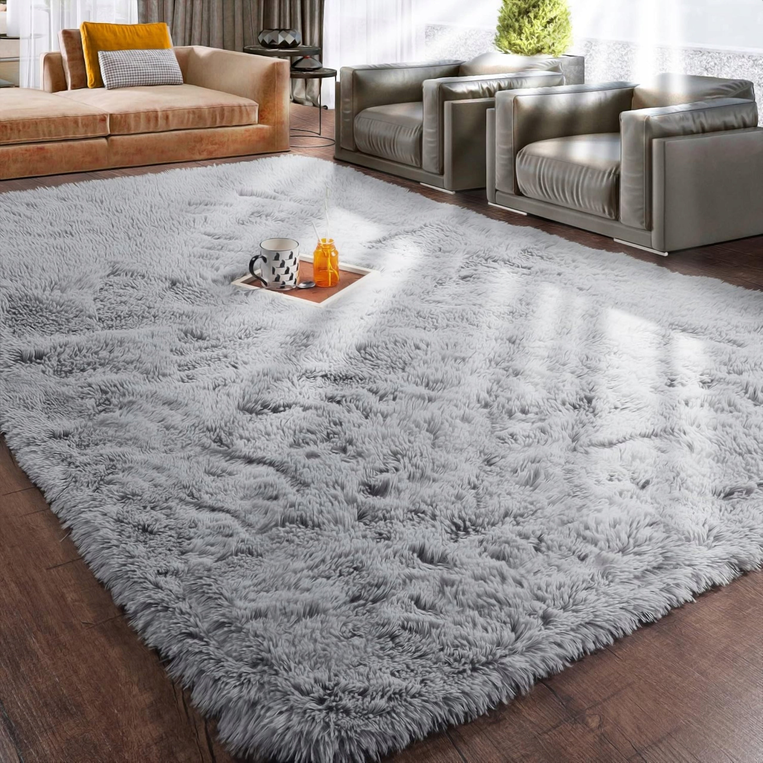CARPET SHAGGY GREY 200X300 CM SOFT PLUSH FURRY HAIRY FOR LIVING ROOM Brand DYWANEO
