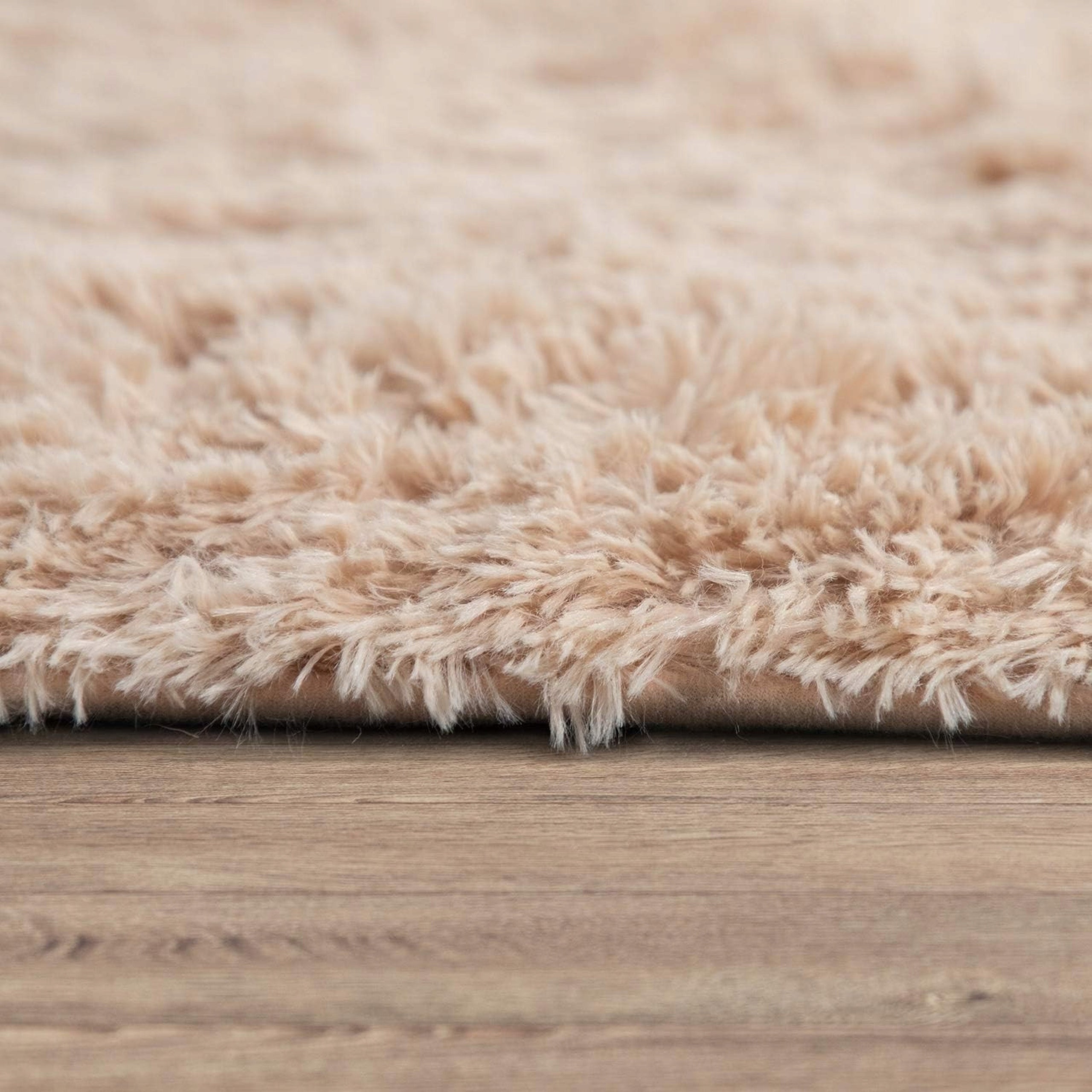 CARPET SHAGGY ROUND SOFT FOR LIVING ROOM 160 CM PLUSH BEIGE BROWN BEIGE Packaging status original
