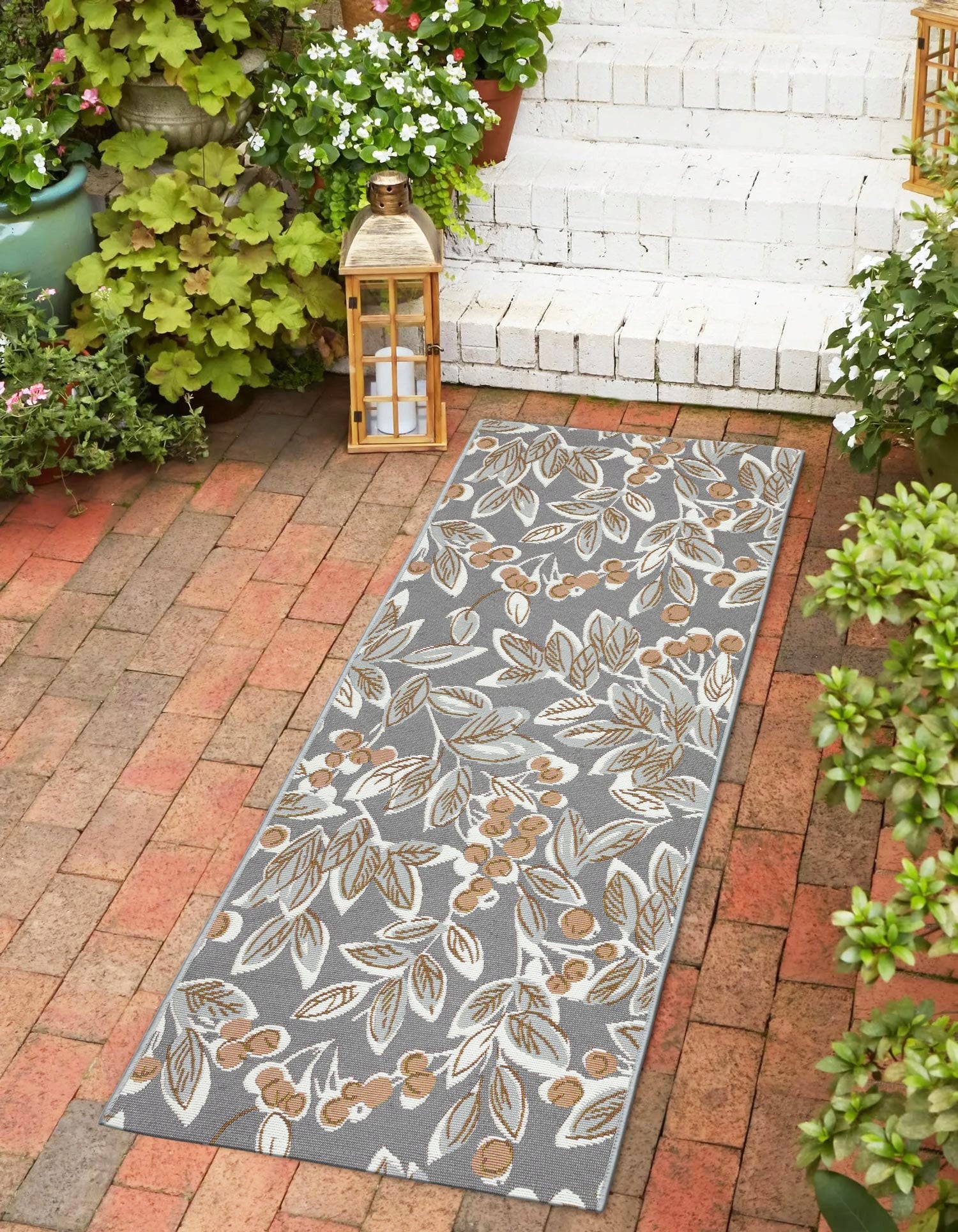 CARPET SIDEWALK FLAT-WOVEN MODERN INTERESTING PATTERN 80x200CM GREY FOR BALCONY Thickness 3 mm