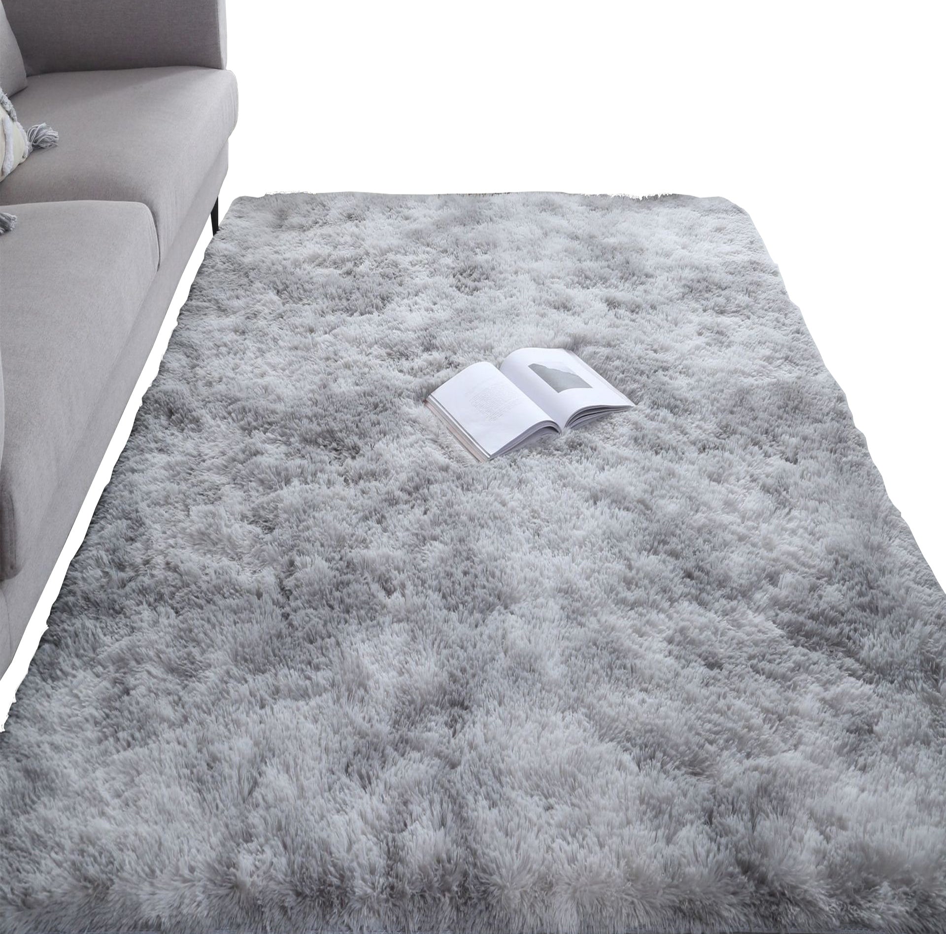 CARPET SOFT PLUSH SHAGGY 120x170cm HIGH HAIR RECTANGLE FUR GREY Manufacturer code DYWAN PLUSZ JASNY SZARY DO POKOJU SALONU