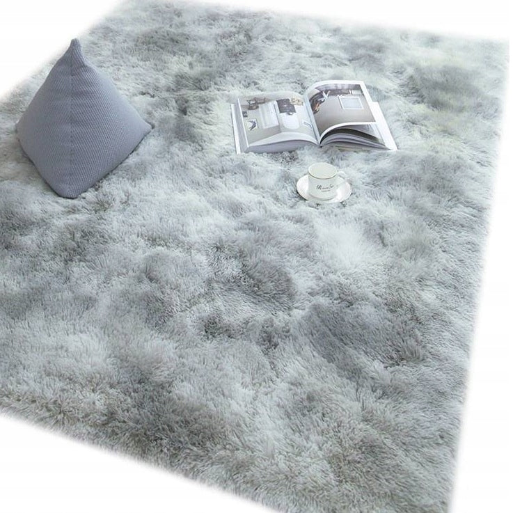 CARPET SOFT PLUSH SHAGGY 120x170cm HIGH HAIR RECTANGLE FUR GREY