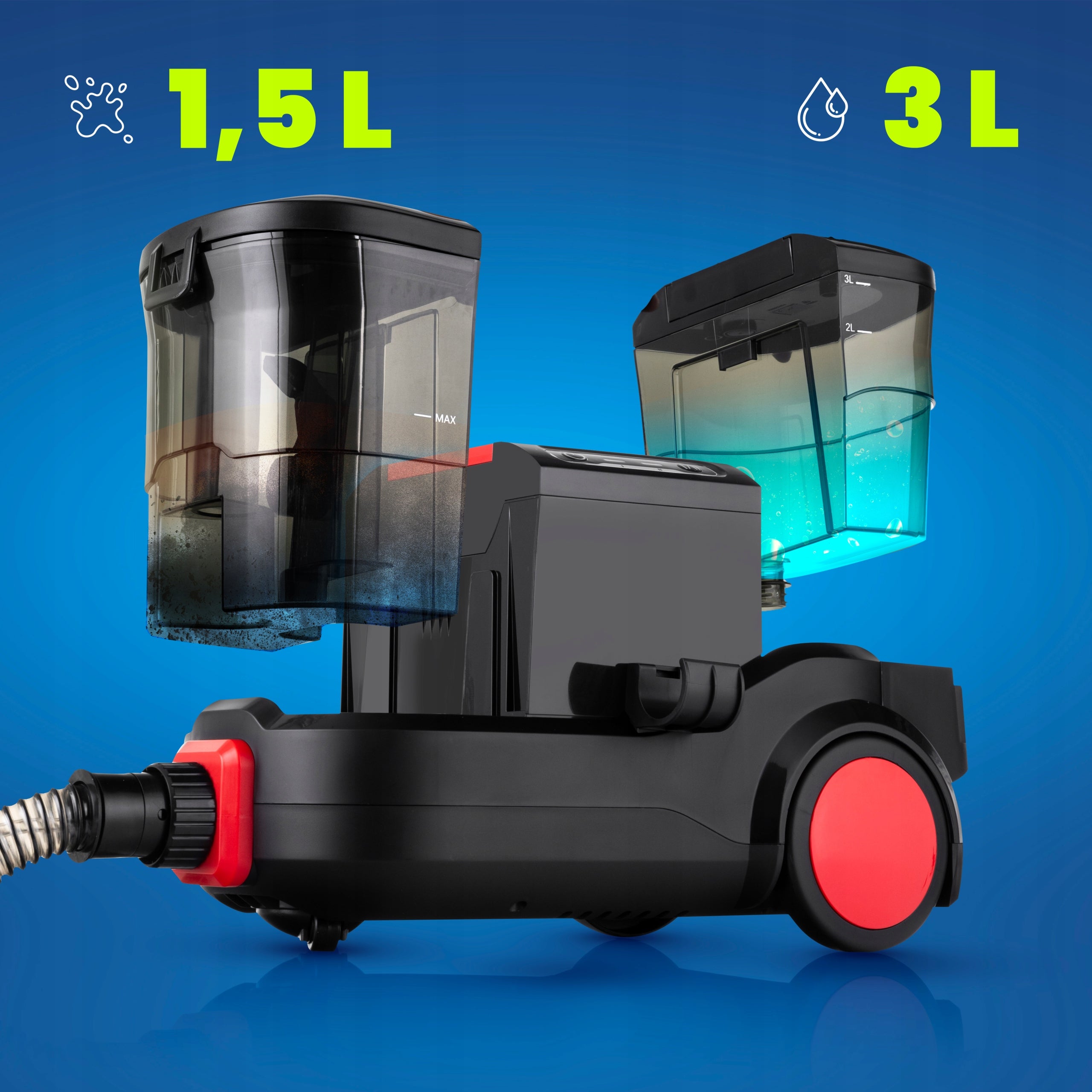 CARPET WASHING VACUUM CLEANER UPHOLSTERY SUCTION CUP PROFESSIONAL LEHMANN 2000W Model ProWash