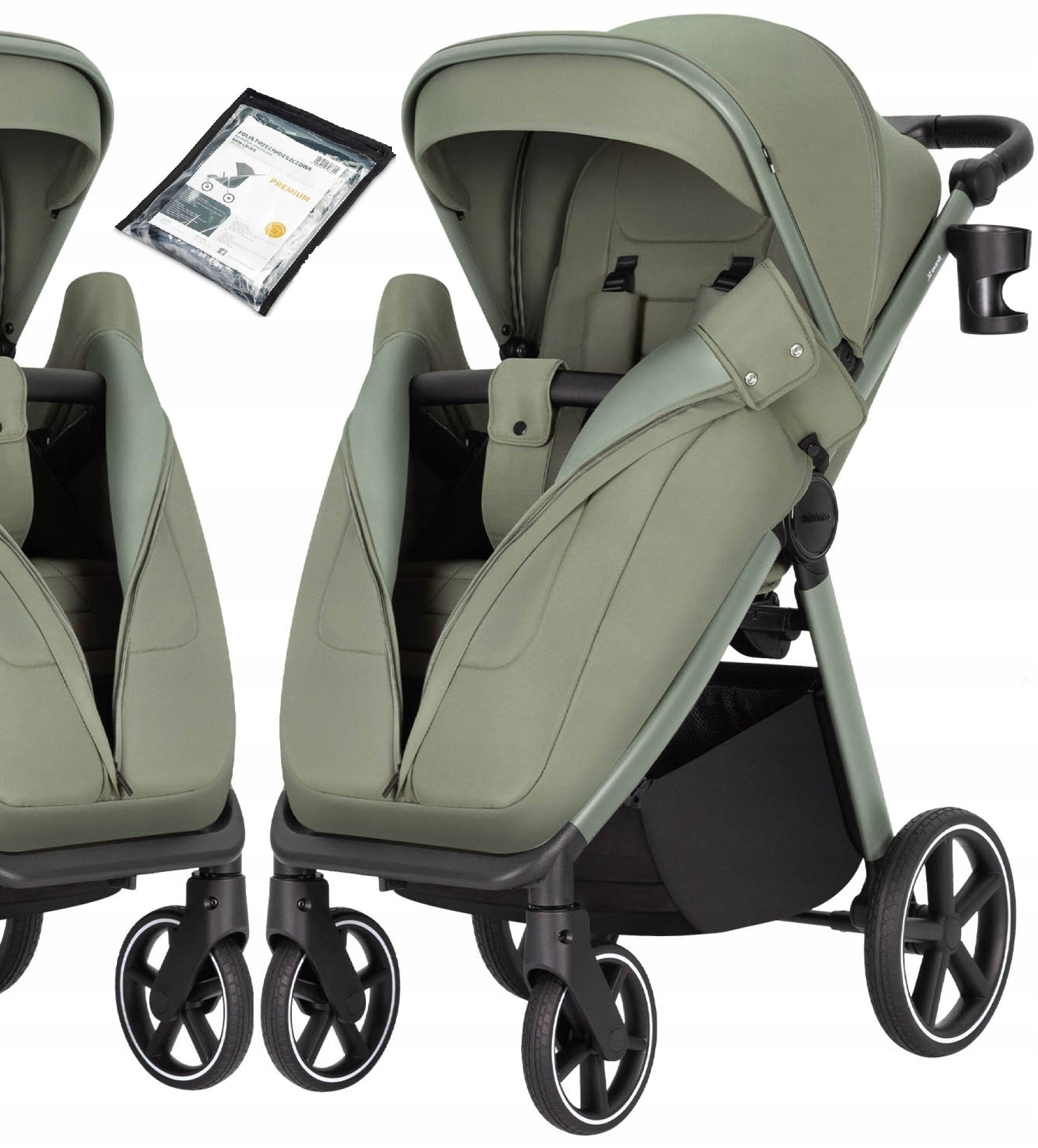 CARRELLO STROLLER BRAVO SL Deluxe Large Wheels Shock Absorber Cover+M+K+F, M Green