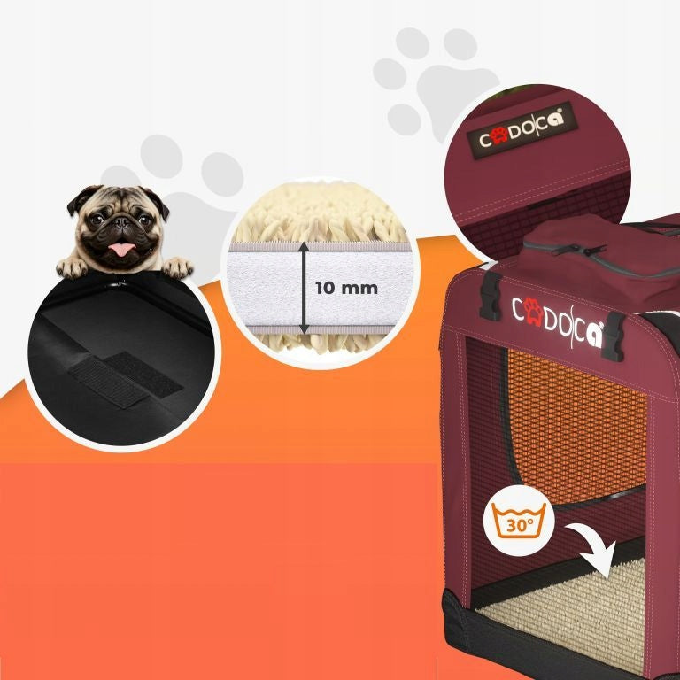 CARRYING BAG TRANSPORTER FOR CAT DOG L 70x52x50 Burgundy Kind carrier