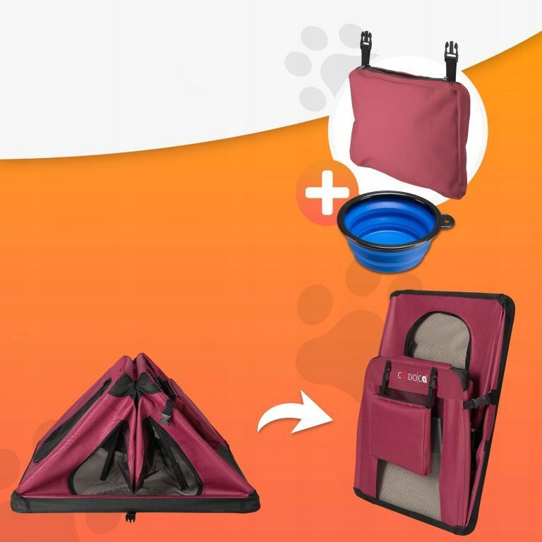 CARRYING BAG TRANSPORTER FOR CAT DOG L 70x52x50 Burgundy Main material synthetic material