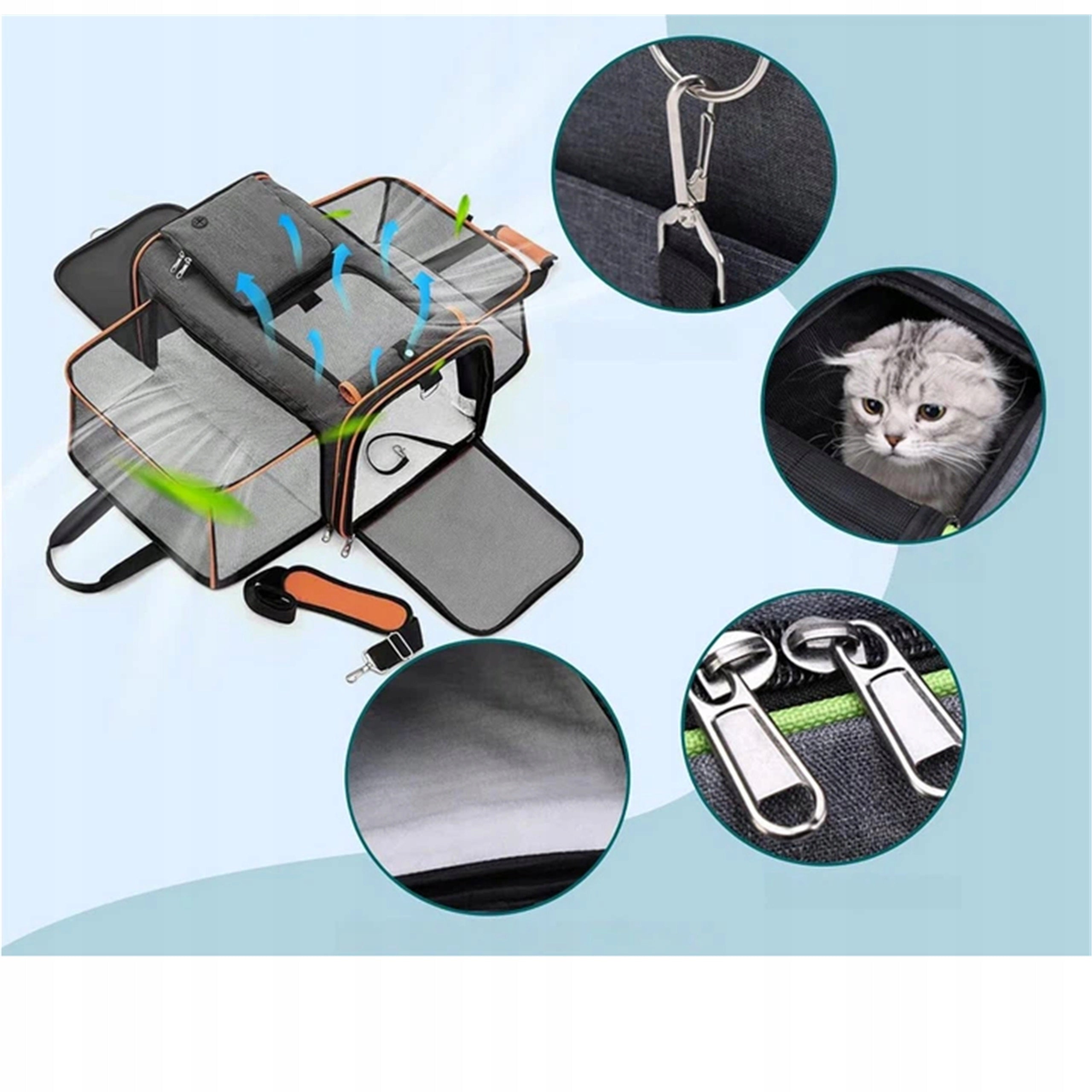 CARRYING BAG WITH FOLDING SIDES FOR CAT DOG ANIMALS LARGE Material other