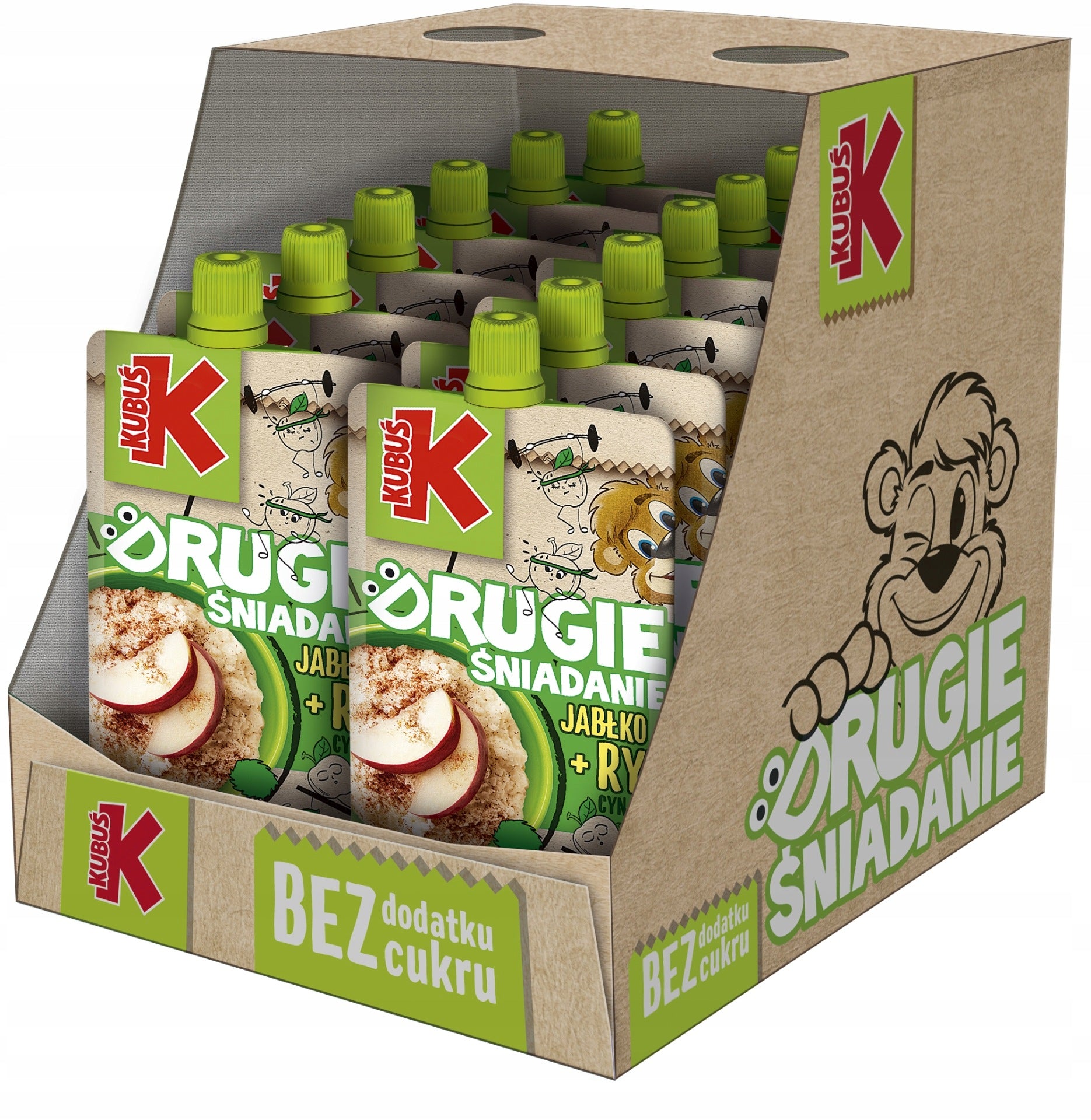 CARTON Kubuś Mousse Second breakfast Apple + rice + cinnamon 12x100g