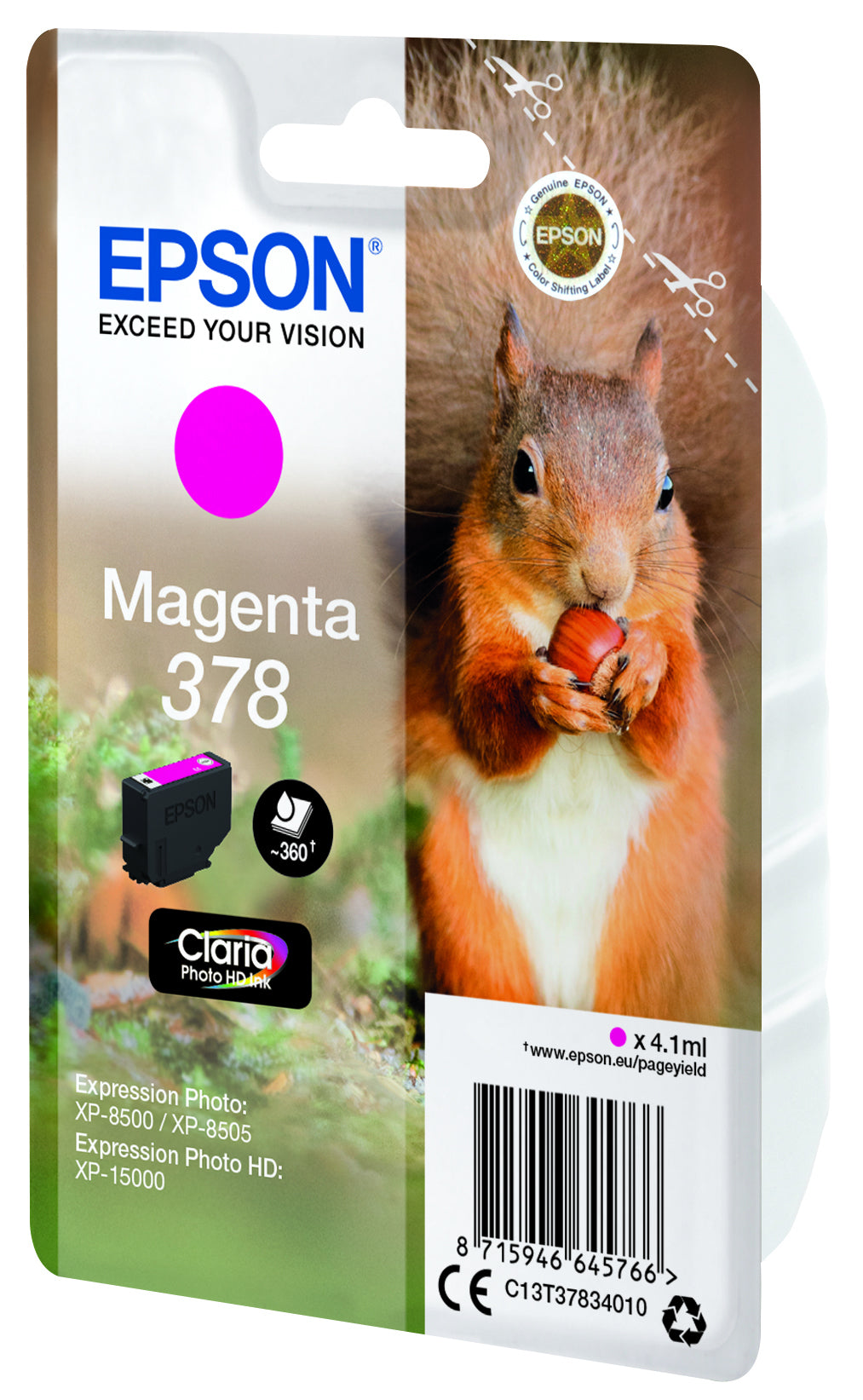 CARTUCCIA MAGENTA 378 SCOIATTOLO Product weight with unit packaging 0.042 kg