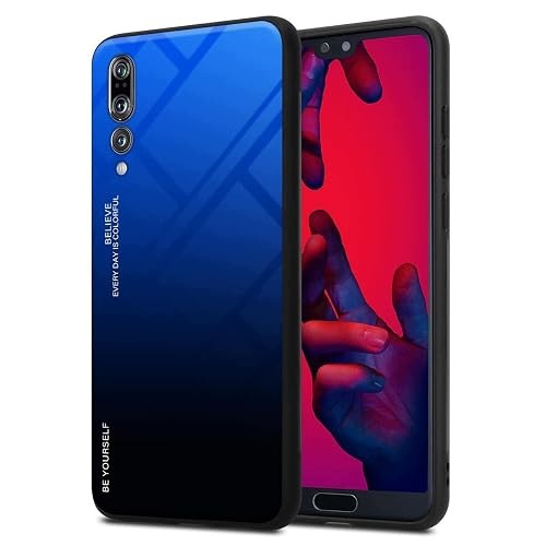 CASE COVER HUAWEI P20 PRO PLUS SILICONE GLASS TWO-TONE BLUE CHARM Brand no brand