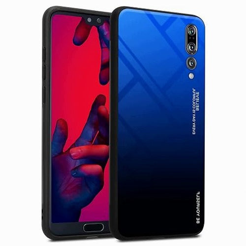 CASE COVER HUAWEI P20 PRO PLUS SILICONE GLASS TWO-TONE BLUE CHARM