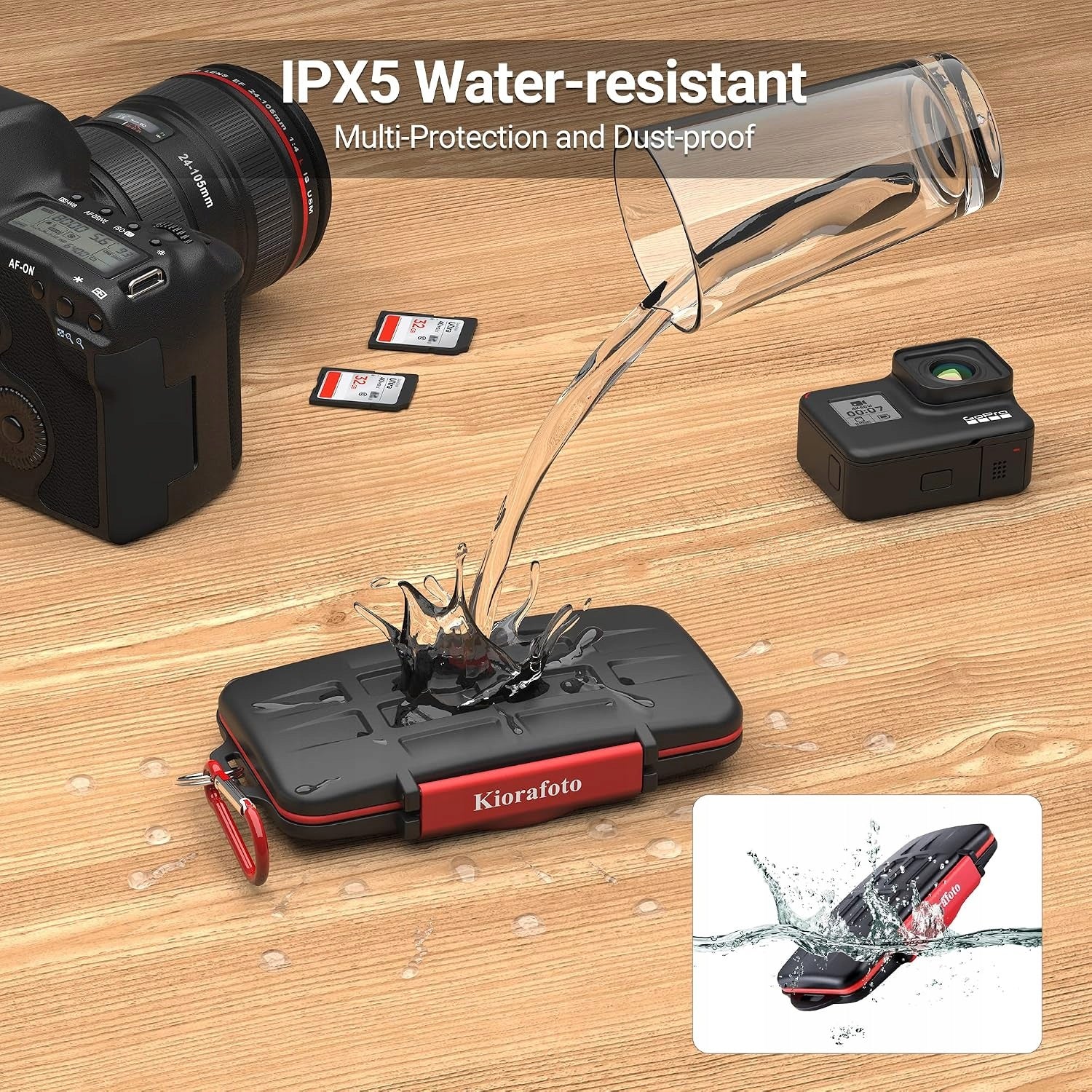 CASE FOR 12 CARDS SDHC SDXC WATERPROOF IPX5 SHOCK Model Kiorafoto Kiorafoto 12 przegródek SD SDHC SDXC etu