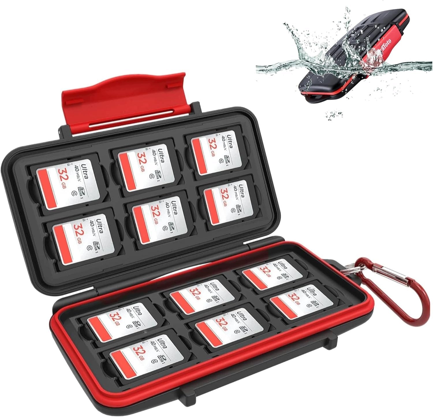 CASE FOR 12 CARDS SDHC SDXC WATERPROOF IPX5 SHOCK