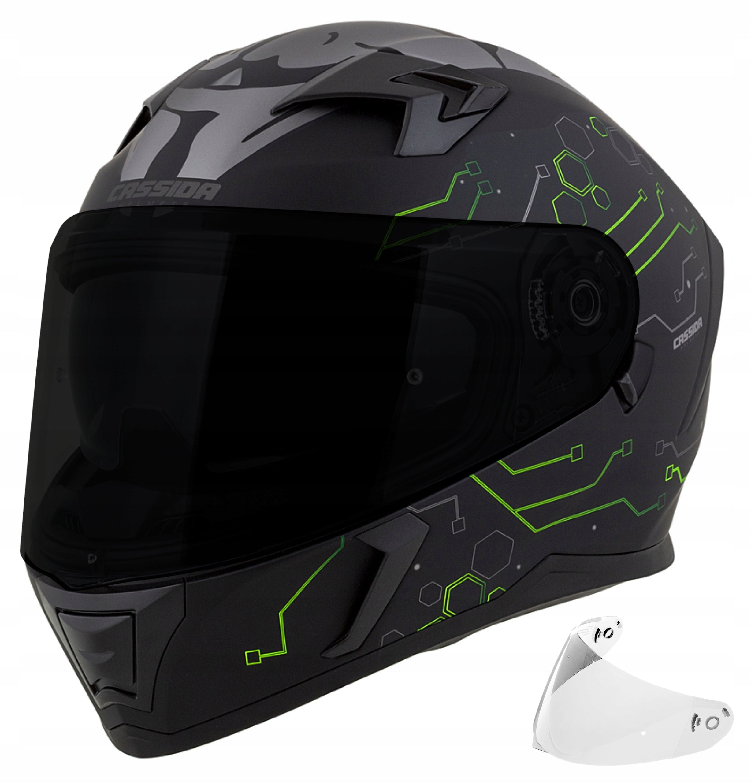 + CASSIDA GLASS MOTORCYCLE HELMET REFLECTIVE GRAPHICS