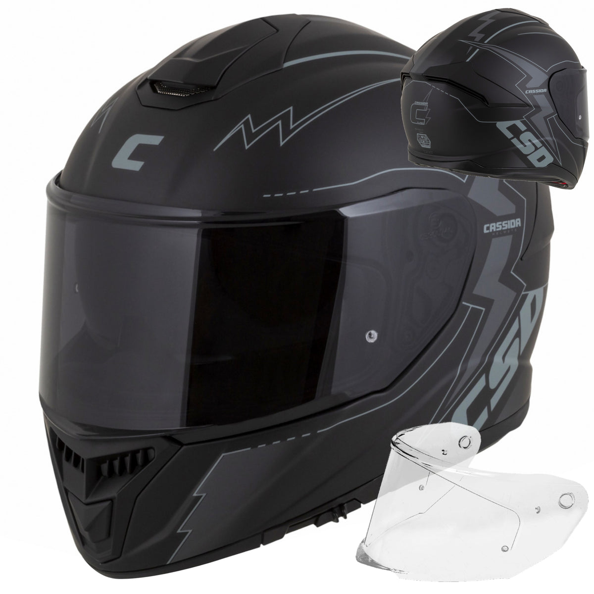 CASSIDA MOTORCYCLE HELMET FIBER GT +BLACK GLASS L