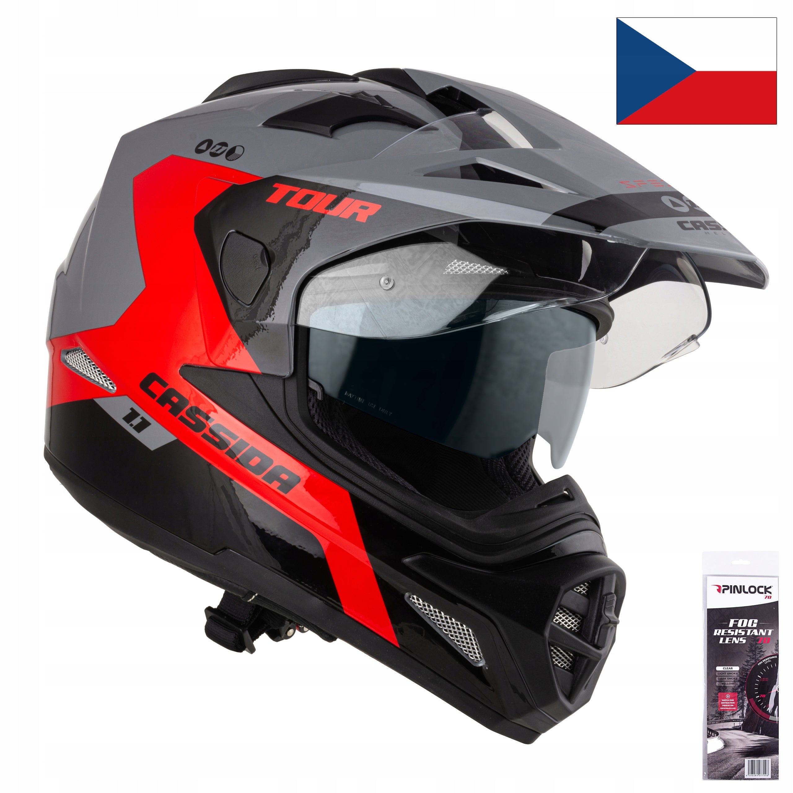 CASSIDA Spectre FLU/RED MOTORCYCLE HELMET PINLOCK S system