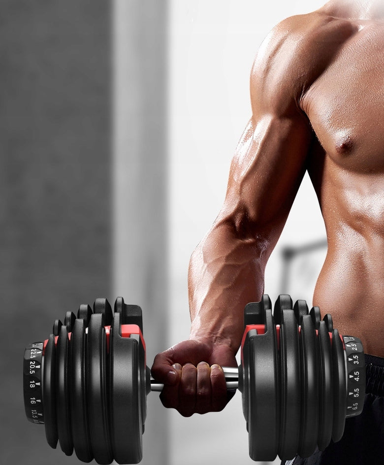 CAST IRON ADJUSTABLE DUMBBELLS DUMBBELL 2,5-24KG + STAND quick smooth adjustment Model HANTLE ŻELIWNE REGULOWANE FTL54