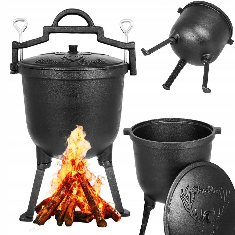 CAST IRON BOILER 10l HUNTING POT HUNGARIAN bonfire roast grill Packaging status original