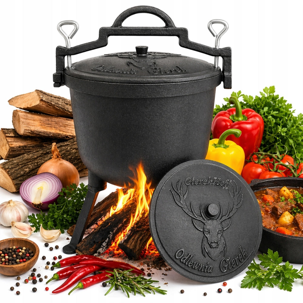 CAST IRON BOILER 10l HUNTING POT HUNGARIAN bonfire roast grill