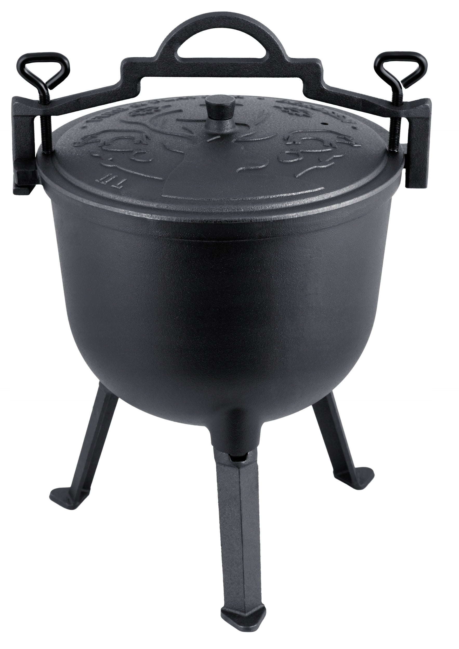 CAST IRON BOILER 11l HUNTING POT roasts for bonfire grill + RECIPES Packaging status original