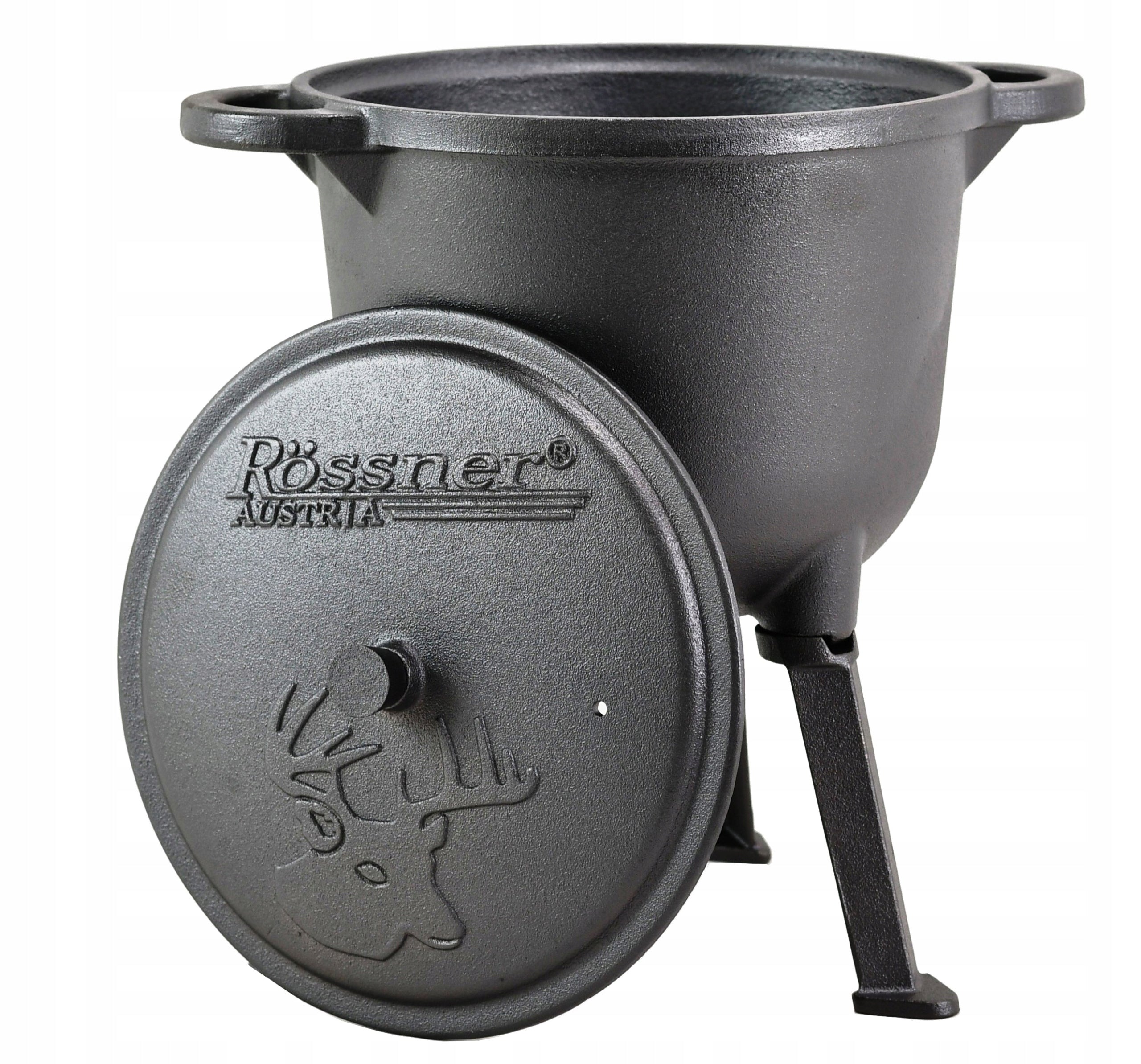 CAST IRON BOILER 8 L Hunting POT for Baking FIREPLACE ROSSNER Austria Manufacturer Rossner
