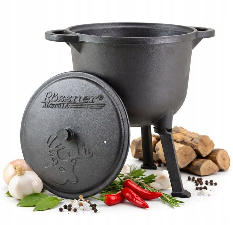 CAST IRON BOILER 8 L Hunting POT for Baking FIREPLACE ROSSNER Austria