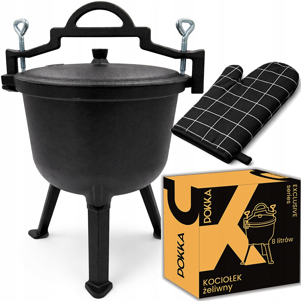 CAST IRON BOILER 8L HANGING HUNTING POT FOR ROASTS FIRE IRON 8L Packaging status original