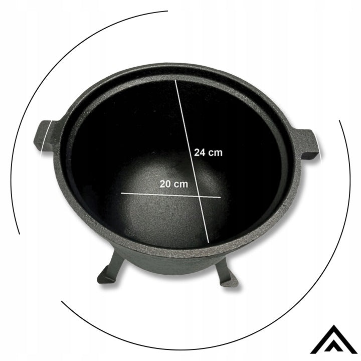 CAST IRON BOILER 8L HUNGARIAN HUNTING POT FOR PIE + RECIPES Manufacturer code Kociołek żeliwny 8L garnek na ognisko grilla