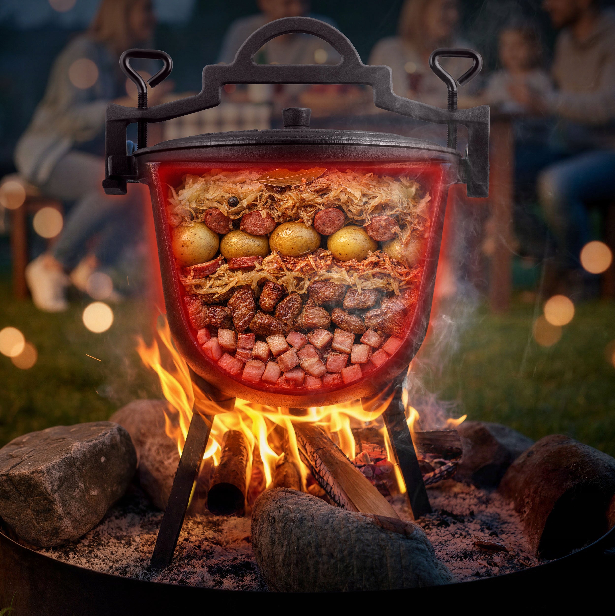 CAST IRON BOILER 8l HUNTING POT bonfire roast grill + RECIPES Capacity 8 l
