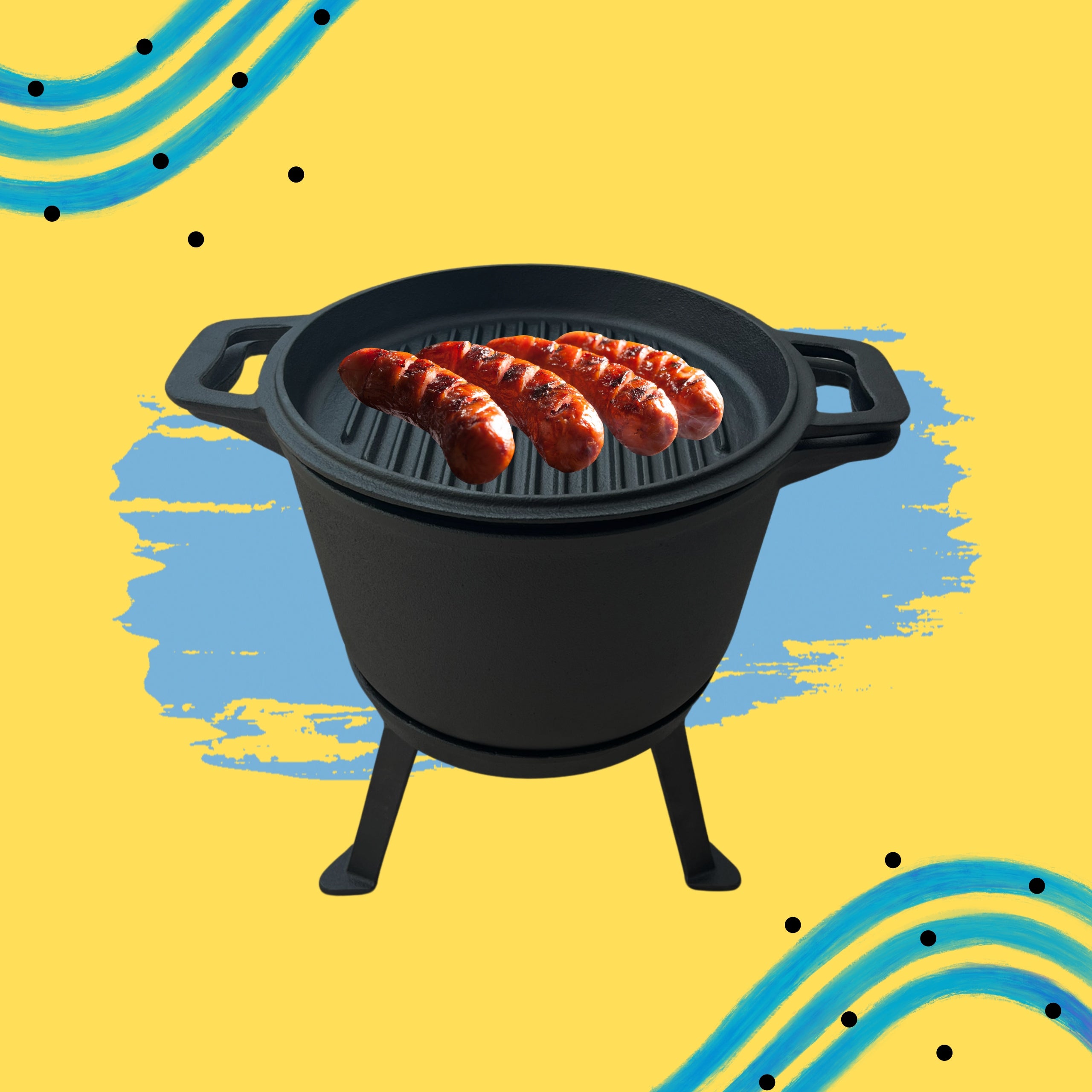 CAST IRON BOILER WITH PAN Hungarian hunting POT 10L for FIREPLACE GRILL EAN (GTIN) 5900415910657