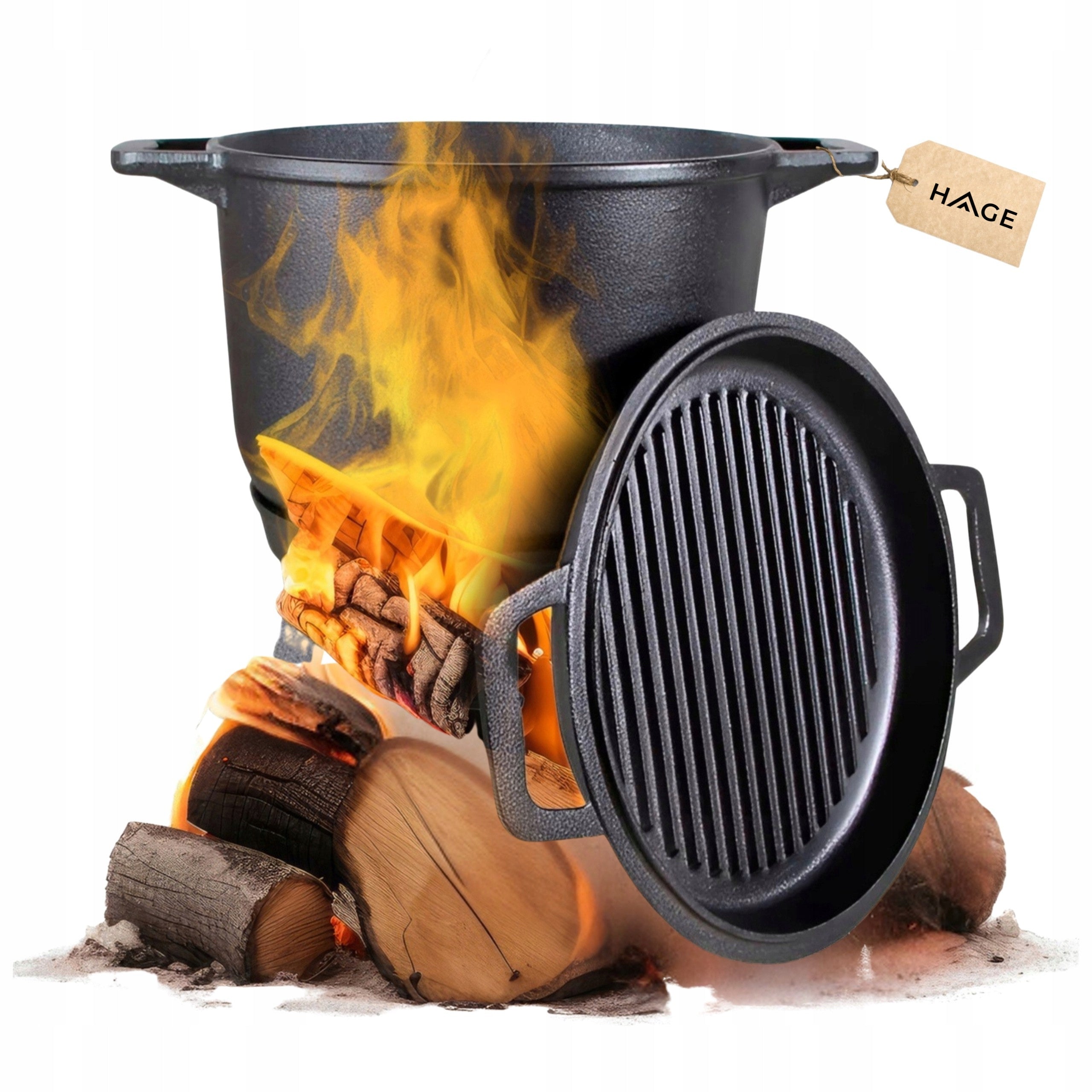 CAST IRON BOILER WITH PAN Hungarian hunting POT 10L for FIREPLACE GRILL