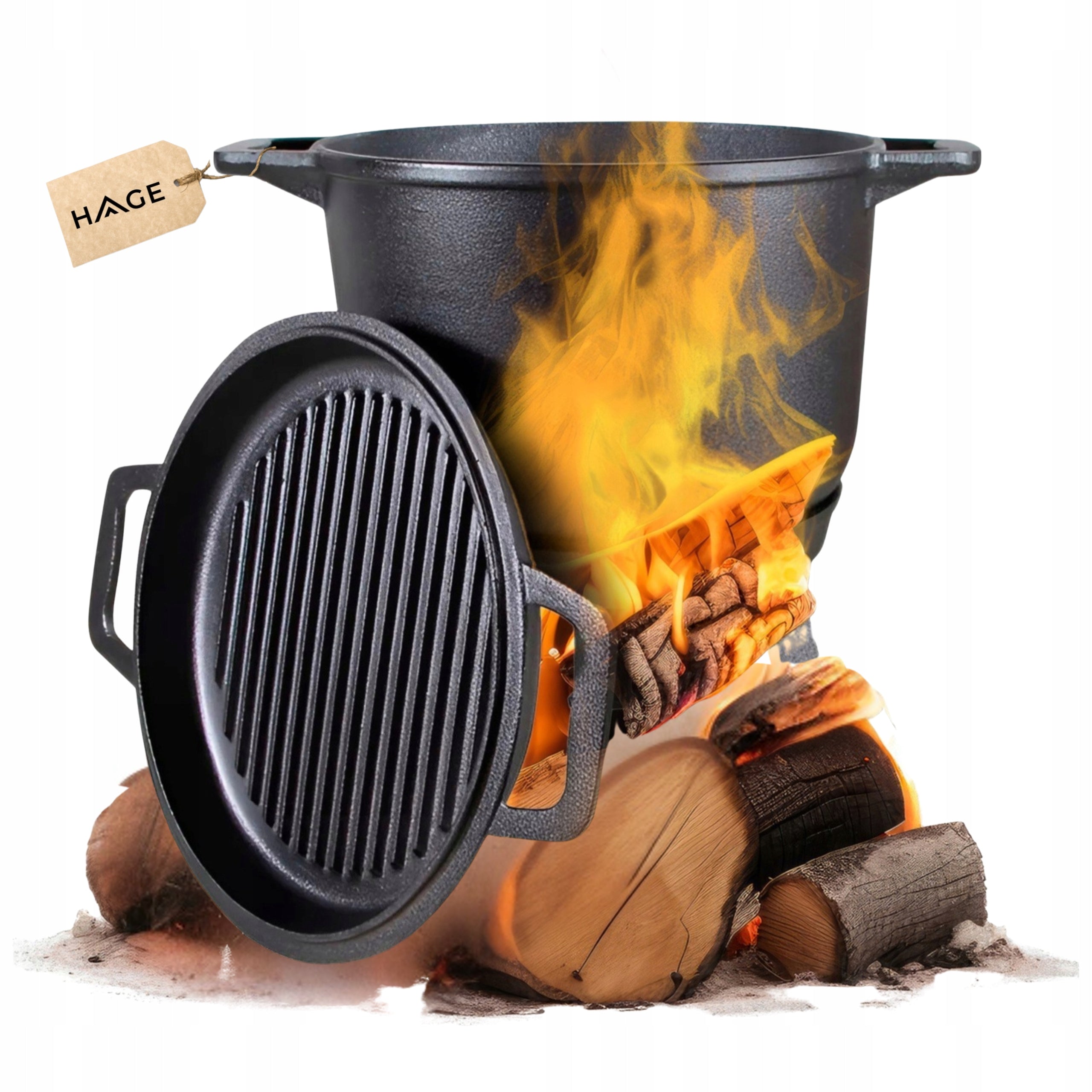 CAST IRON BOILER WITH PAN Hungarian hunting POT 4L for FIREPLACE GRILL