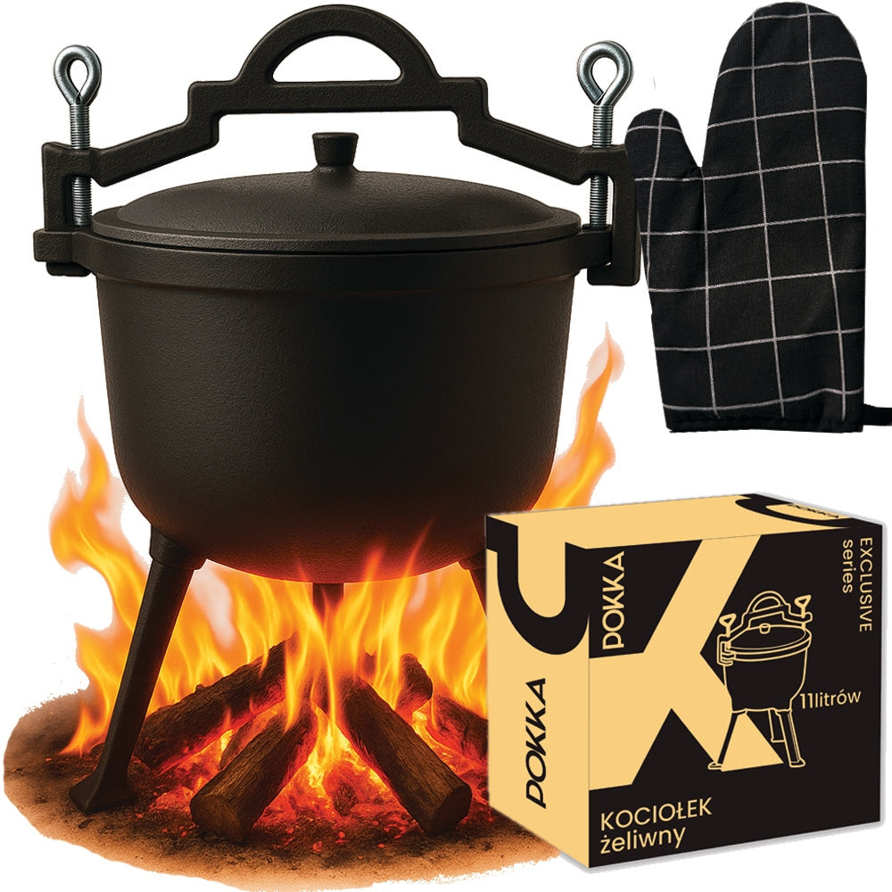 CAST IRON CAULDRON 11L HANGING HUNTING POT FOR ROASTS FIRE IRON 11L