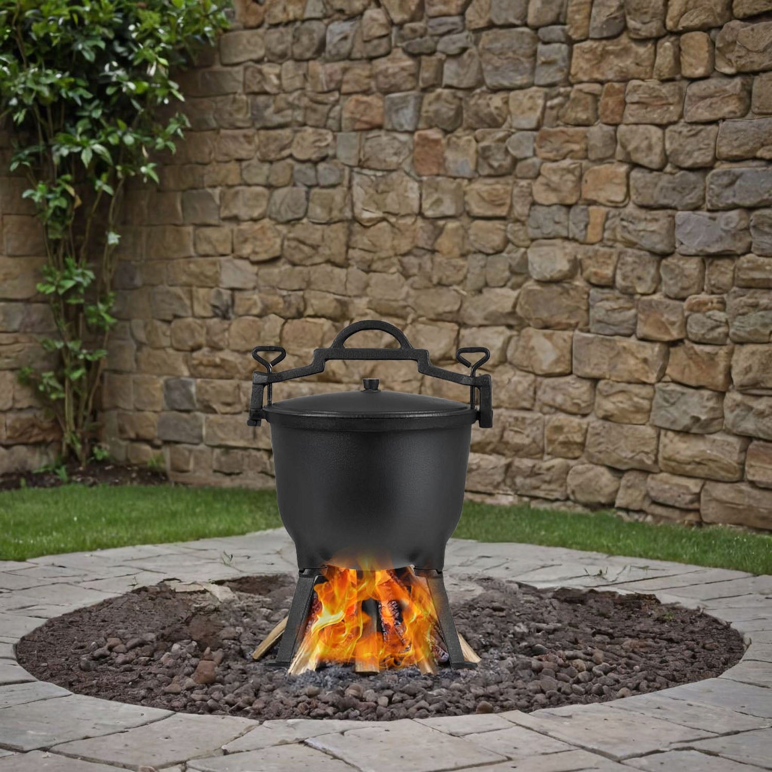 CAST IRON CAULDRON HUNGARIAN HUNTING POT FOR FIREPLACE STANDING GRILL 10L Packaging status original