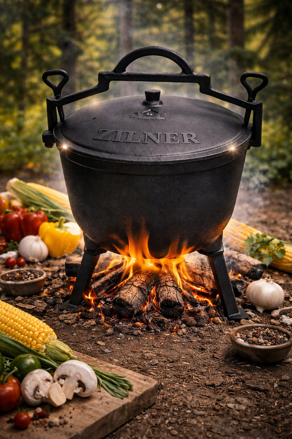 CAST IRON CAULDRON HUNTING POT HUNGARIAN FOR FIREPLACE GRILL ROASTS 10L Packaging status original