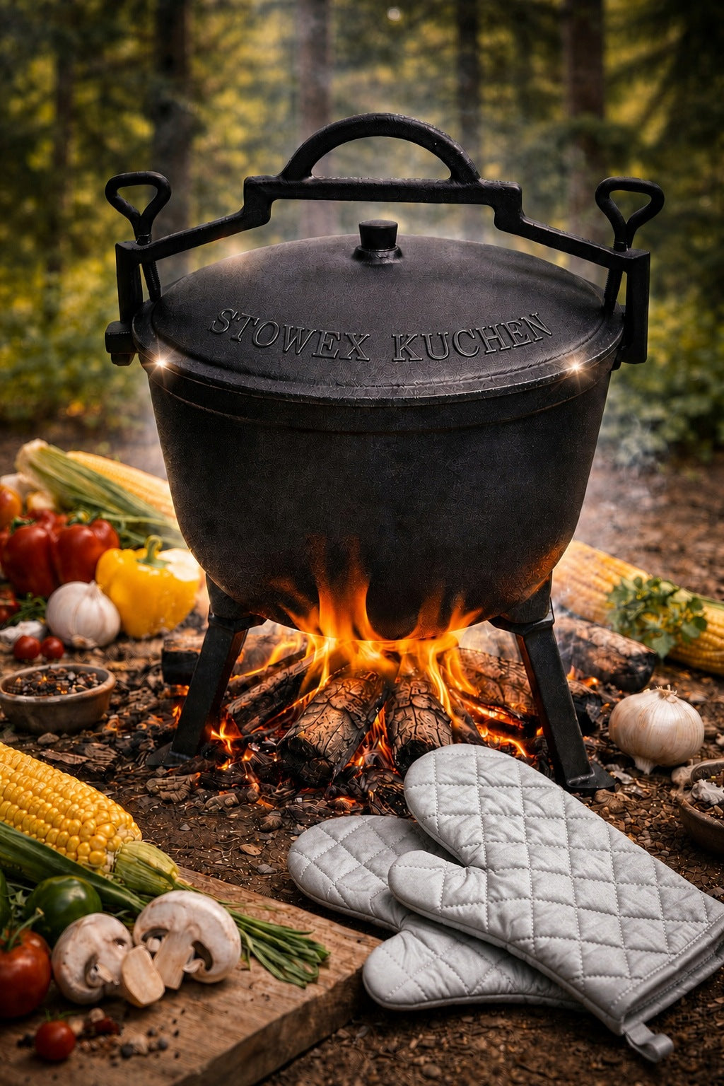 CAST IRON CAULDRON HUNTING POT HUNGARIAN FOR FIREPLACE GRILL ROASTS 5L Packaging status original