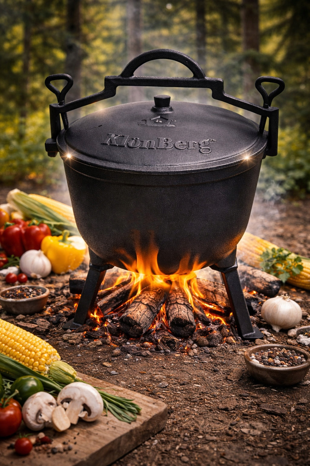 CAST IRON CAULDRON HUNTING POT HUNGARIAN FOR FIREPLACE GRILL ROASTS 8L Packaging status original