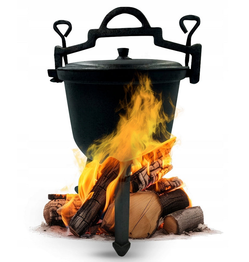 CAST IRON CAULDRON HUNTING POT HUNGARIAN MUSHROOMS 15L FOR FIREPLACE GRILL