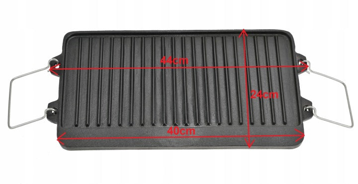CAST IRON DOUBLE-SIDED GRILL GRATE 44 x 24cm Grill Pan for Fire Pit Manufacturer code T 3035
