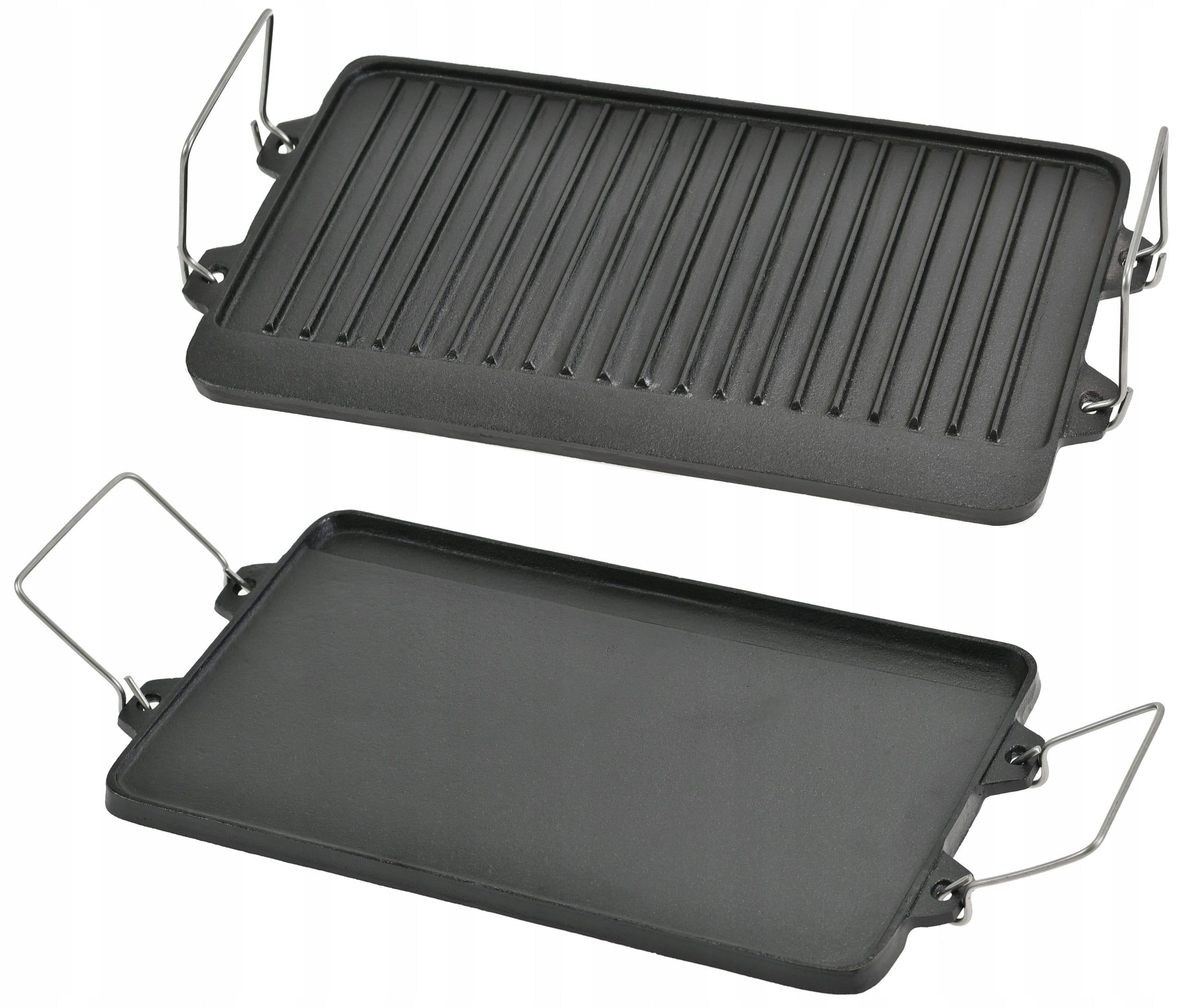 CAST IRON DOUBLE-SIDED GRILL GRATE 44 x 24cm Grill Pan for Fire Pit Packaging status original