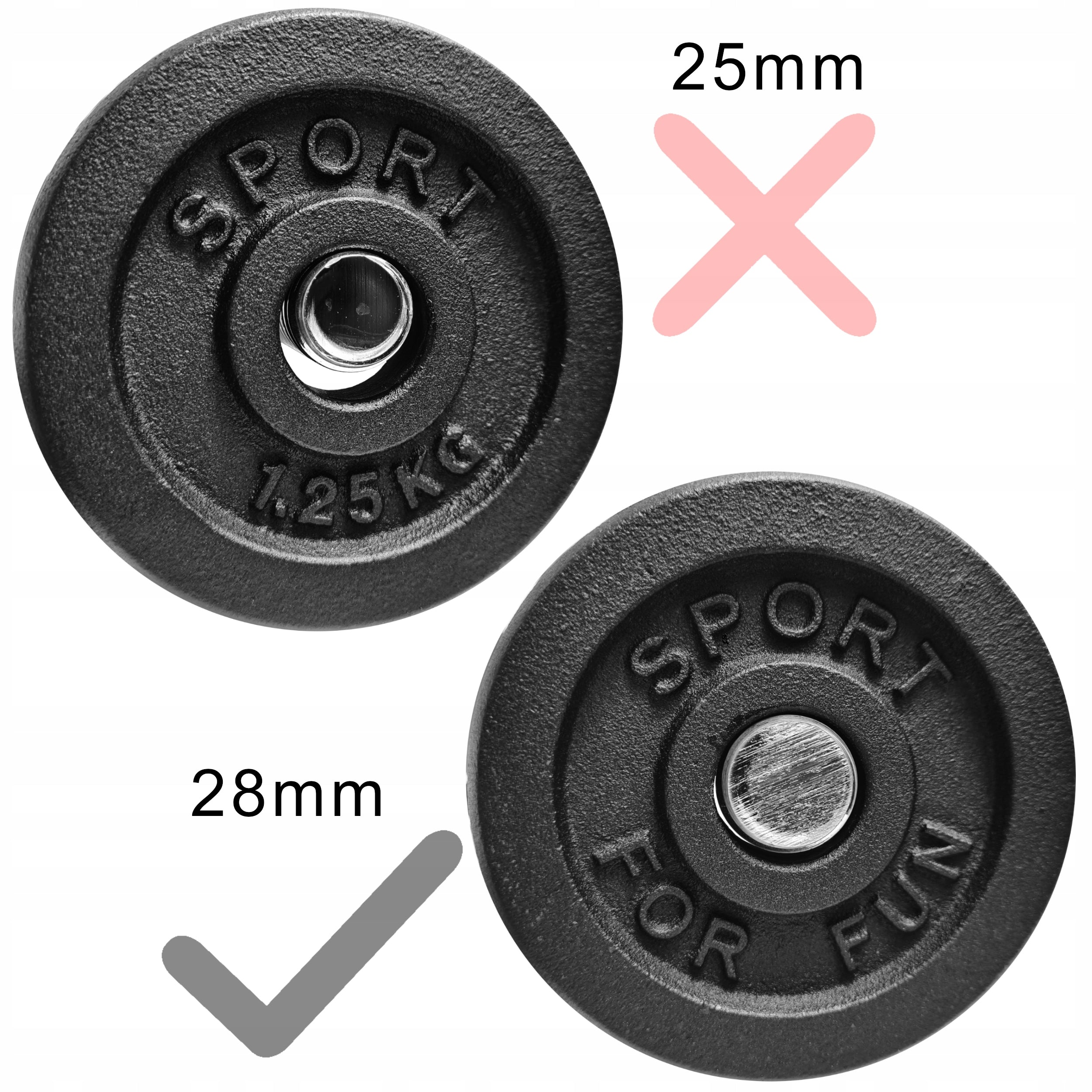 CAST IRON DUMBBELLS 2x10kg adjustable metal necks 28mm load set 20kg Model [1X39] - B ( ST )