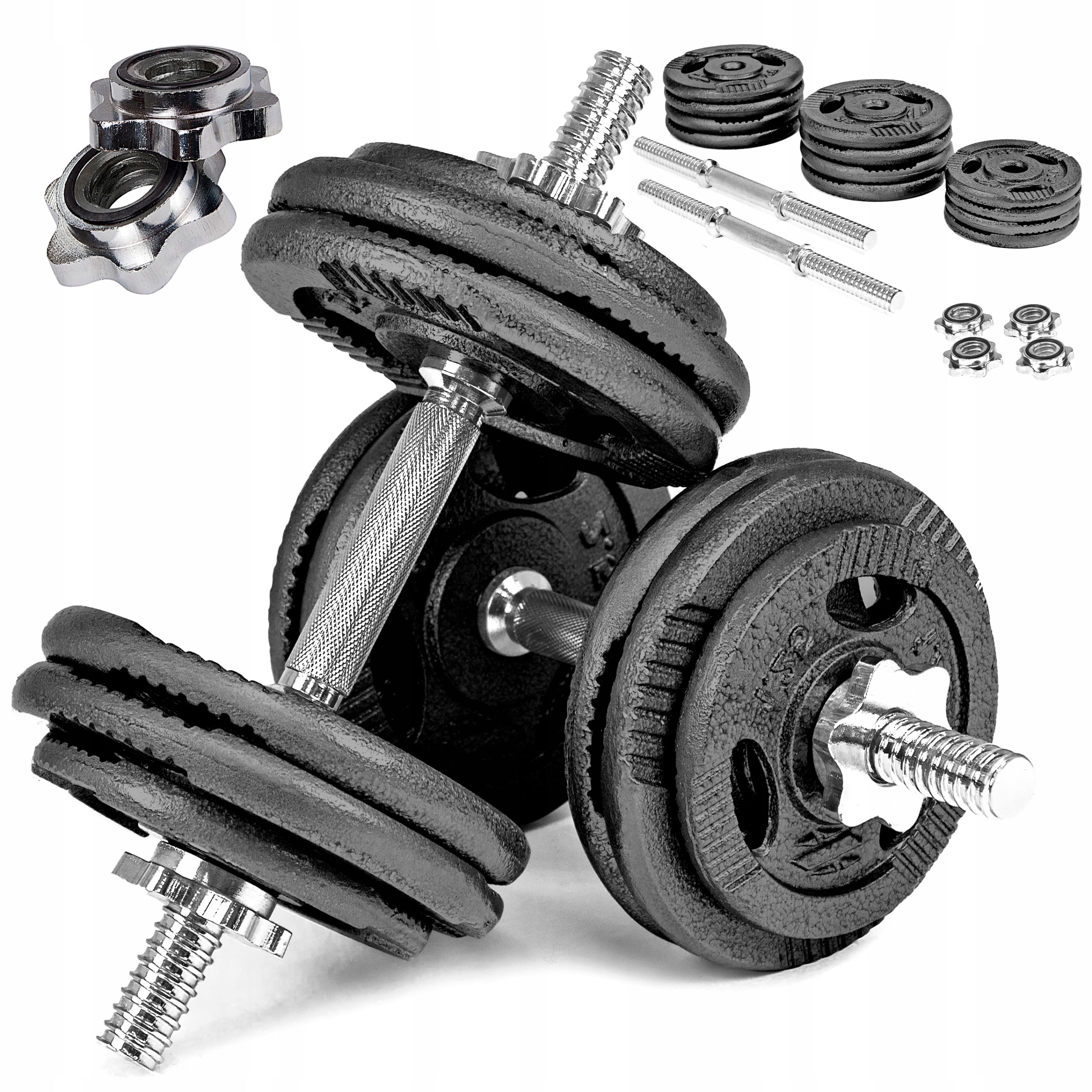 CAST IRON DUMBBELLS 2x15KG adjustable DUMBBELL SET SAPPHIRE load griffins