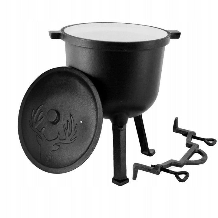 CAST IRON ENAMELLED HUNGARIAN HUNTING POT 8L FOR BONFIRE GRILL Packaging status original