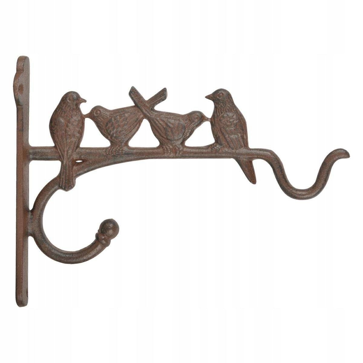 CAST IRON HANGER Decorative with Birds Sturdy Hook Planter Holder Ornaments